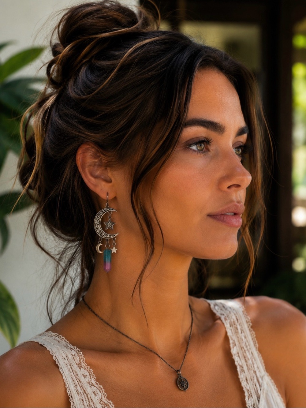 Celestial Moon & Star Drop Earrings | Boho Crescent Dangles | Festival Jewelry